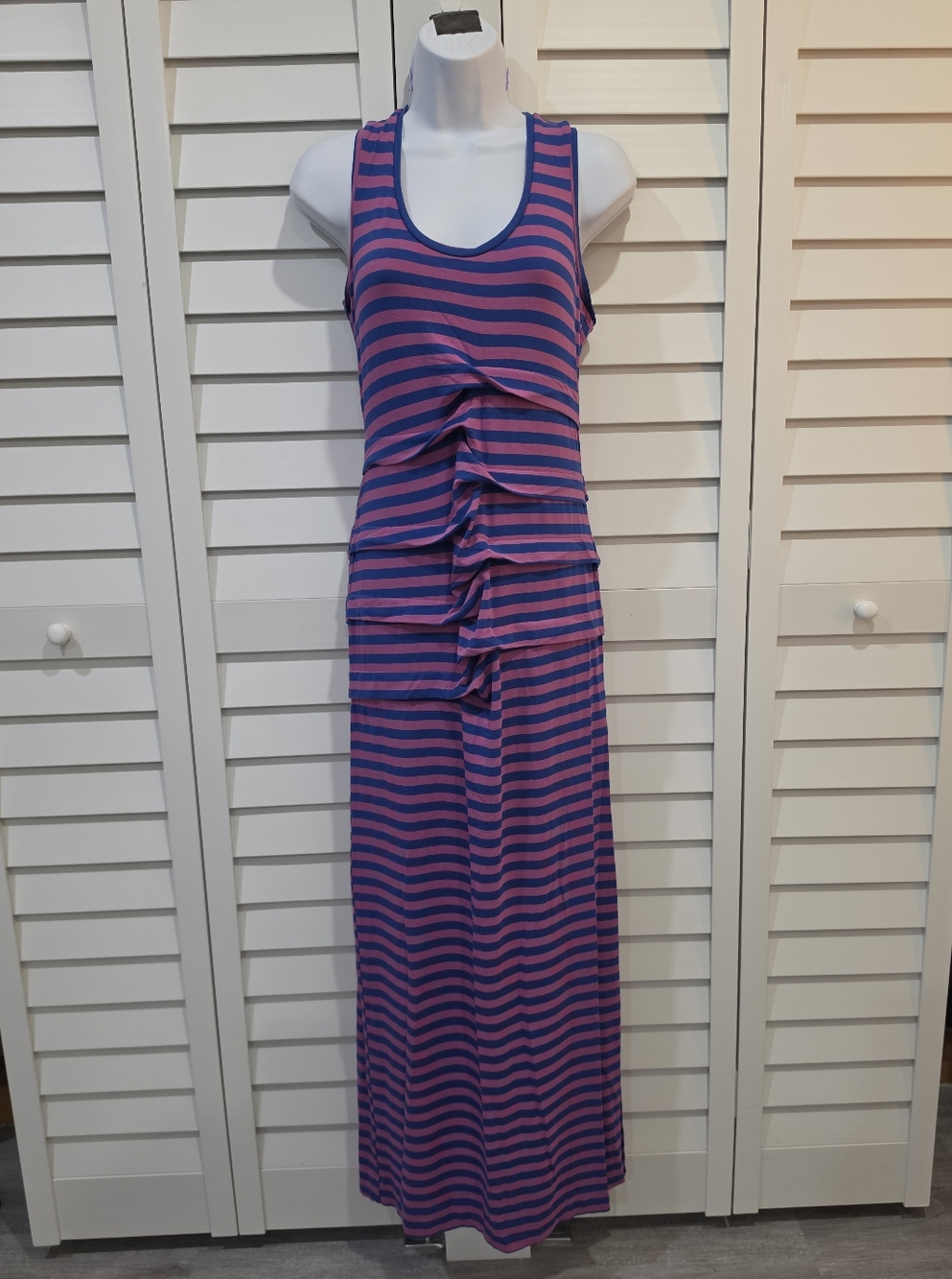 Nicole Miller Artelier Vanessa Jersey Maxi Dress - Pink & Blue - Sz. M - NWOT